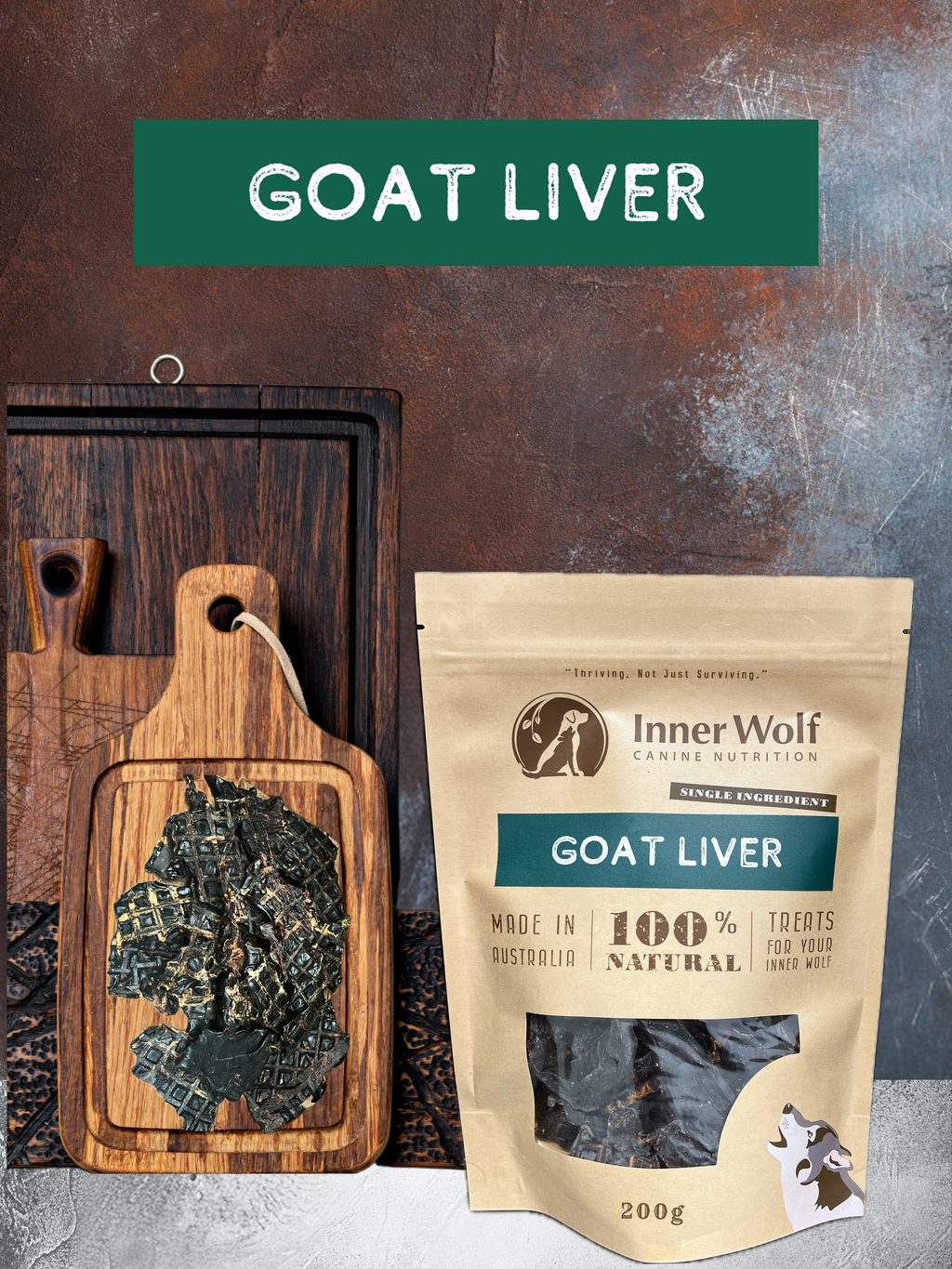 Inner Wolf Goat Liver 200g dog treats